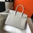 Hermes Pearl Grey Clemence Birkin 30cm Bag GHW