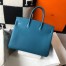 Hermes Blue Jean Clemence Birkin 35cm Bag