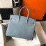 Hermes Birkin 35cm Bag In Blue Lin Clemence Leather