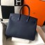 Hermes Birkin 35cm Bag In Navy Blue Clemence Leather