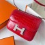 Hermes Constance 18 Handmade Bag In Red Shiny Alligator Leather