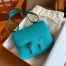 Hermes Constance Enamel 18 Handmade Bag In Blue Paon Epsom Calfskin