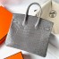 Hermes Birkin 25 Retourne Handmade Bag in Gris Ciment Shiny Alligator Leather