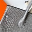Hermes Birkin 25 Retourne Handmade Bag in Gris Ciment Shiny Alligator Leather