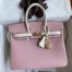 Hermes HSS Birkin 25 Bicolor Bag in Pink and Craie Chevre Mysore Leather
