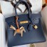 Hermes Birkin 25 Retourne Handmade Bag In Blue Saphir Clemence Leather