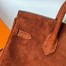Hermes Birkin 25 Retourne Handmade Bag In Brown Doblis Suede Leather 