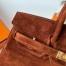 Hermes Birkin 25 Retourne Handmade Bag In Brown Doblis Suede Leather 