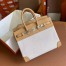 Hermes Birkin 25 Handmade Bag In Toile & Biscuit Swift Leather 