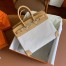 Hermes Birkin 25 Handmade Bag In Toile & Biscuit Swift Leather 