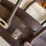 Hermes Birkin 25 Handmade Bag In Toile & Chocolat Swift Leather