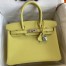 Hermes Birkin 30 Retourne Handmade Bag In Lime Epsom Calfskin