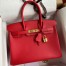 Hermes Birkin 30 Retourne Handmade Bag In Red Epsom Calfskin