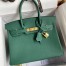 Hermes Birkin 35 Retourne Handmade Bag in Malachite Clemence Leather 