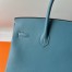 Hermes Birkin 35 Retourne Handmade Bag in Blue Jean Swift Leather