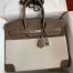 Hermes Birkin 35 Handmade Bag In Toile & Taupe Clemence Leather 