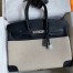 Hermes Birkin 35 Handmade Bag In Toile & Black Swift Leather