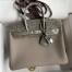 Hermes Touch Birkin 25 Bag In Gris Asphalt Shiny Niloticus Crocodile Skin 