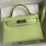 Hermes Kelly Mini II Sellier Handmade Bag In Jaune Bourgeon Matte Alligator Leather 