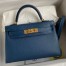 Hermes Kelly Mini II Sellier Handmade Bag In Deep Blue Epsom Calfskin 