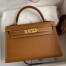 Hermes Kelly Mini II Sellier Handmade Bag In Gold Epsom Calfskin
