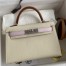 Hermes HSS Kelly Mini II Sellier Tri-color Bag In Craie/Pink/Gold Epsom Calfskin 