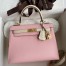 Hermes Kelly Sellier 25 Bicolor Bag in Rose Sakura and Craie Epsom Calfskin
