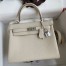 Hermes Kelly Retourne 25 Handmade Bag In Craie Clemence Leather