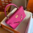 Hermes Kelly Retourne 25 Handmade Bag In Rose Purple Clemence Leather