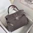 Hermes Kelly Retourne 25 Handmade Bag In Taupe Crocodile Niloticus Shiny Skin