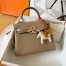 Hermes Kelly Retourne 25 Handmade Bag In Grey Swift Calfskin