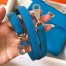 Hermes Kelly Retourne 28 Handmade Bag In Blue Zanzibar Clemence Leather