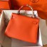 Hermes Kelly Retourne 28 Handmade Bag In Orange Clemence Leather