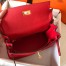 Hermes Kelly Retourne 28 Handmade Bag In Red Clemence Leather