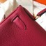 Hermes Kelly Retourne 28 Handmade Bag In Ruby Clemence Leather