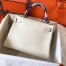 Hermes Kelly Retourne 28 Handmade Bag In Craie Swift Calfskin