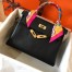 Hermes Kelly Retourne 28 Handmade Bag In Black Swift Calfskin