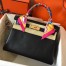 Hermes Kelly Retourne 28 Handmade Bag In Black Swift Calfskin