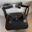 Hermes Mini Lindy Handmade Bag In Black Clemence Leather