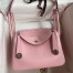 Hermes Lindy 26 Handmade Bag In Rose Sakura Clemence Leather 