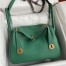 Hermes Lindy 30 Handmade Bag In Malachite Clemence Leather 