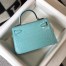 Hermes Kelly Mini II Bag In Blue Atoll Embossed Crocodile Leather