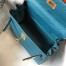 Hermes Mini Kelly 20cm Bag In Blue Jean Clemence Leather