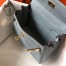 Hermes Mini Kelly 20cm Bag In Blue Lin Clemence Leather