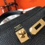 Hermes Mini Kelly 20cm Bag In Black Clemence Leather