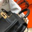 Hermes Mini Kelly 20cm Bag In Black Clemence Leather