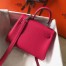 Hermes Mini Kelly 20cm Bag In Rose Red Clemence Leather