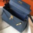 Hermes Kelly 28cm Retourne Bag In Blue Agate Clemence Leather