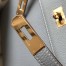 Hermes Kelly 28cm Retourne Bag In Blue Lin Clemence Leather