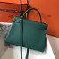 Hermes Kelly 32cm Retourne Bag In Malachite Clemence Leather